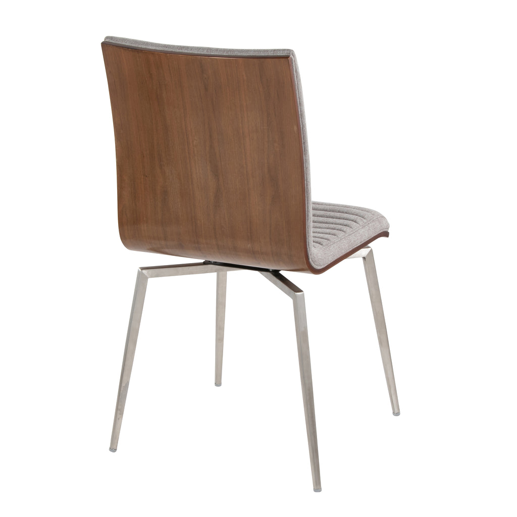 Contemporary Dining Accent Chair with Swivel in Stainless Steel