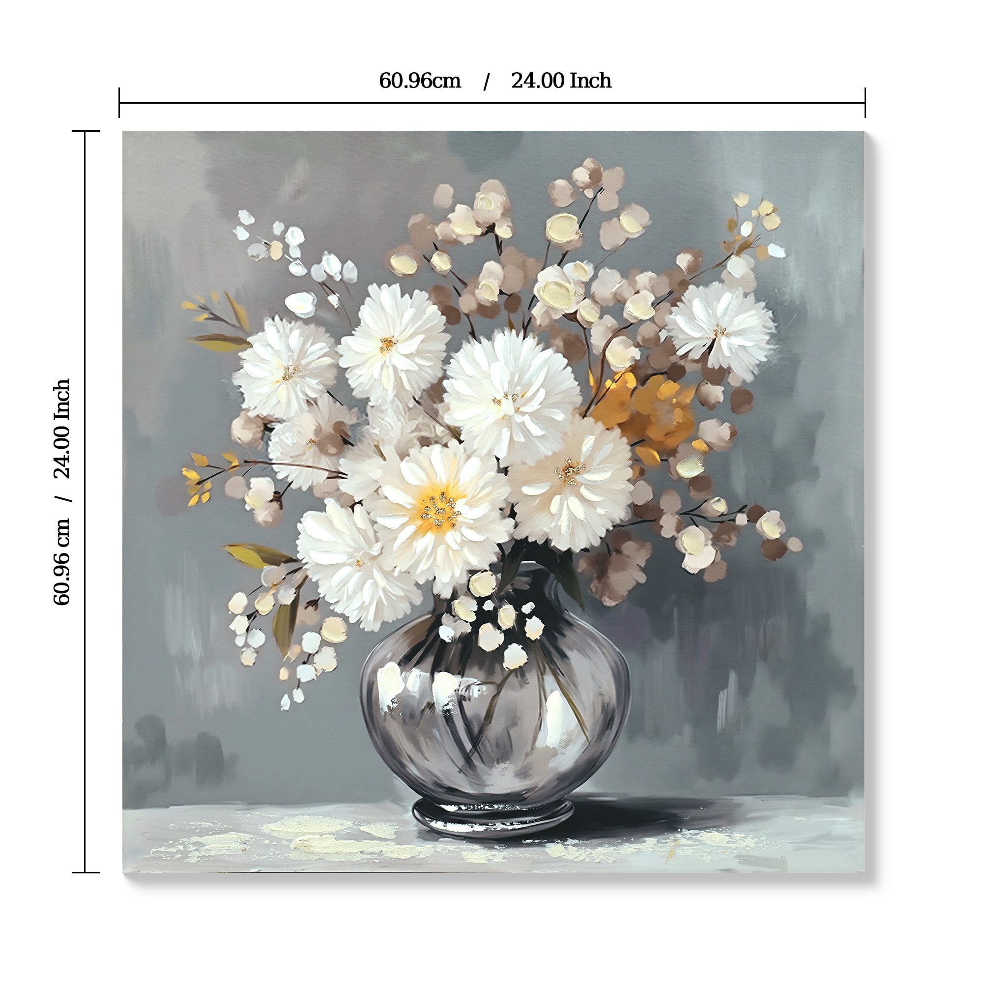 White Chrysanthemum Glass Vase Canvas Wall Art