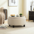 Upholstered Round Ottoman With Reversible Lid