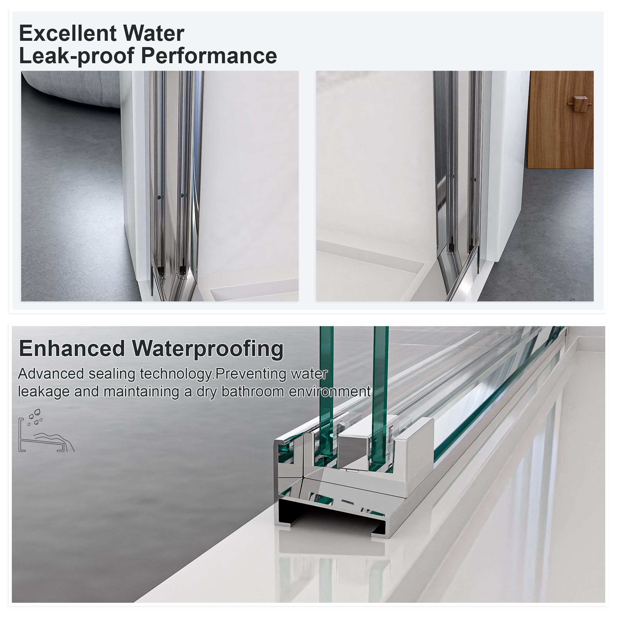 44"-48"W x 72"H Semi-Frameless Double Sliding Shower Door
