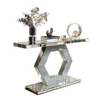 Sparkling Crystal Hexagon Mirror Entryway Console Table