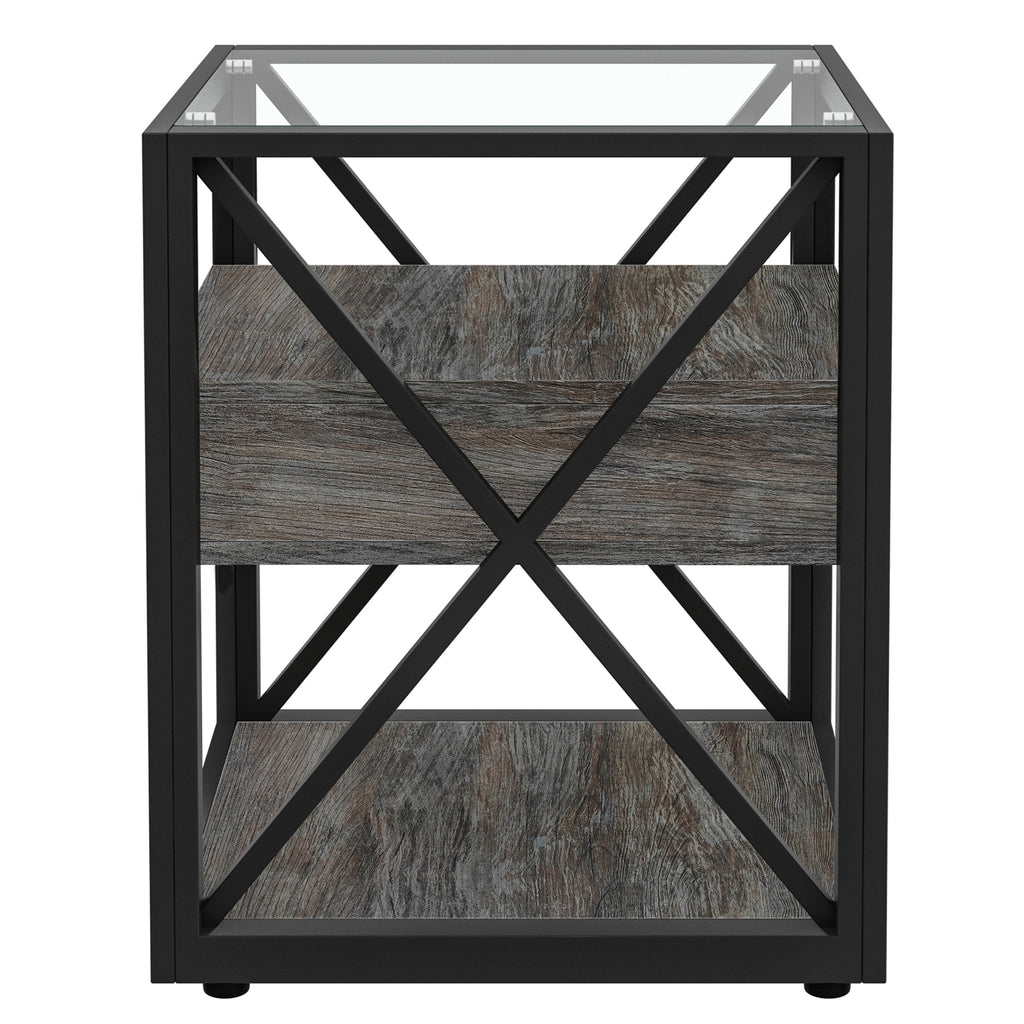 Set of 2 Modern End Table with Drawer