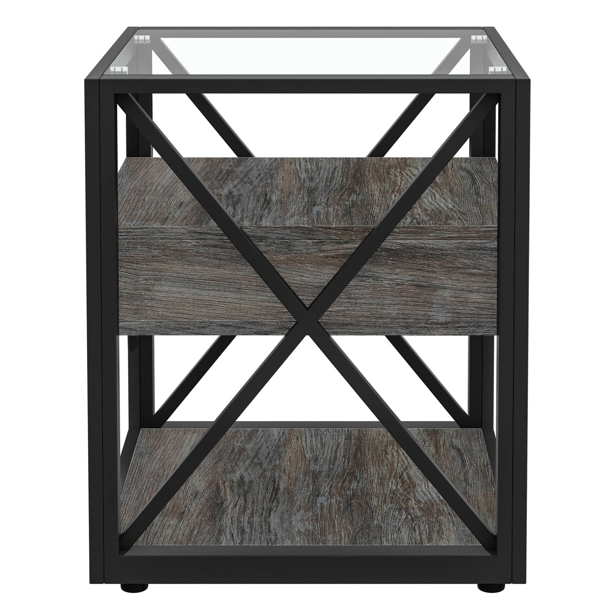 Set of 2 Modern End Table with Drawer