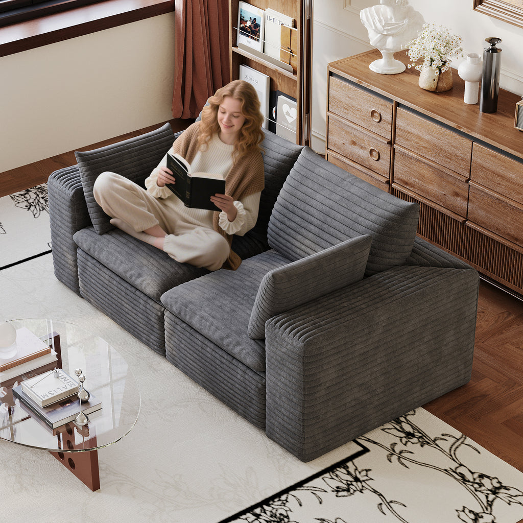 71" Cloud Sofa - Corduroy Fabric, Deep Seat Couch