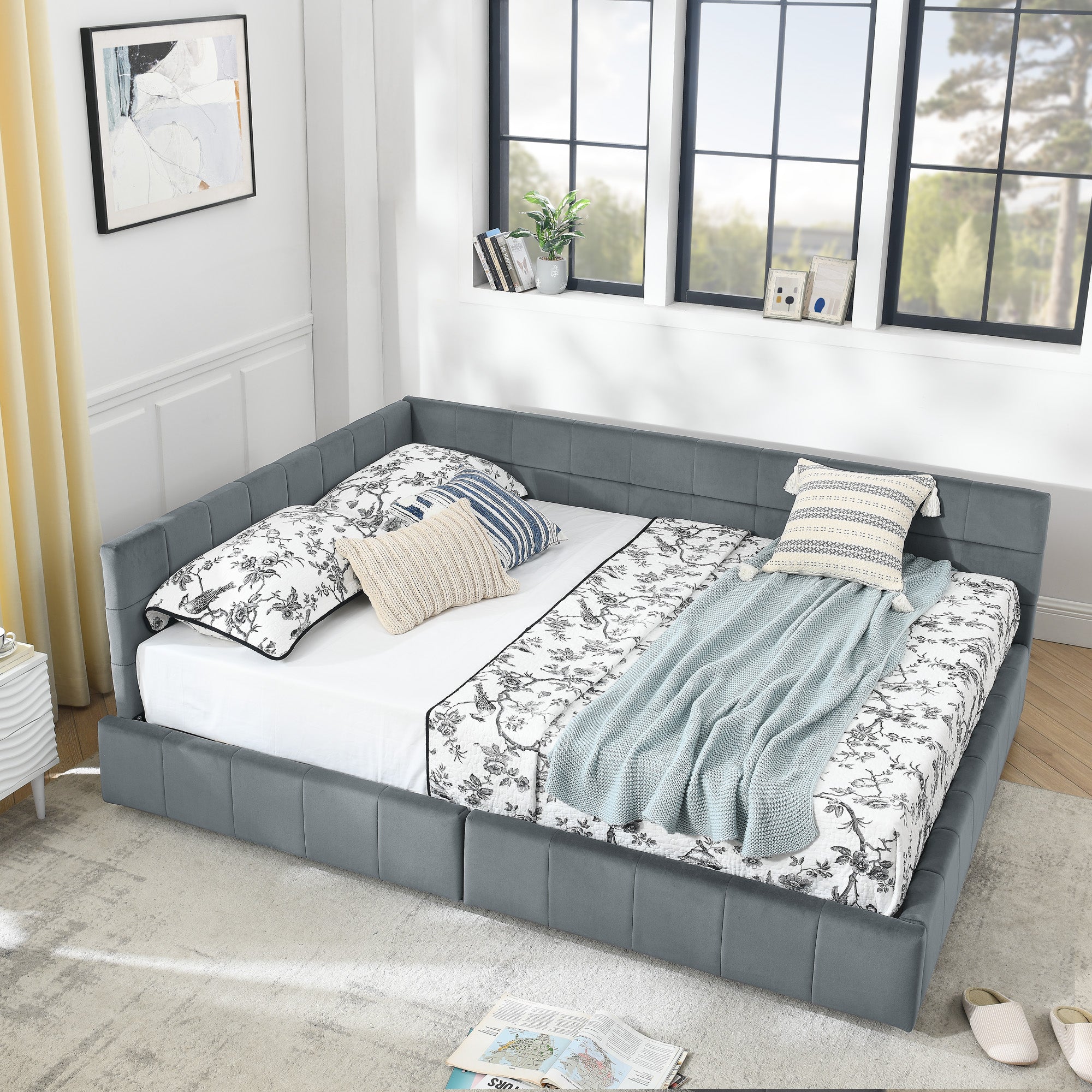 Queen Size Storage Upholstered Tufted Bed Frame