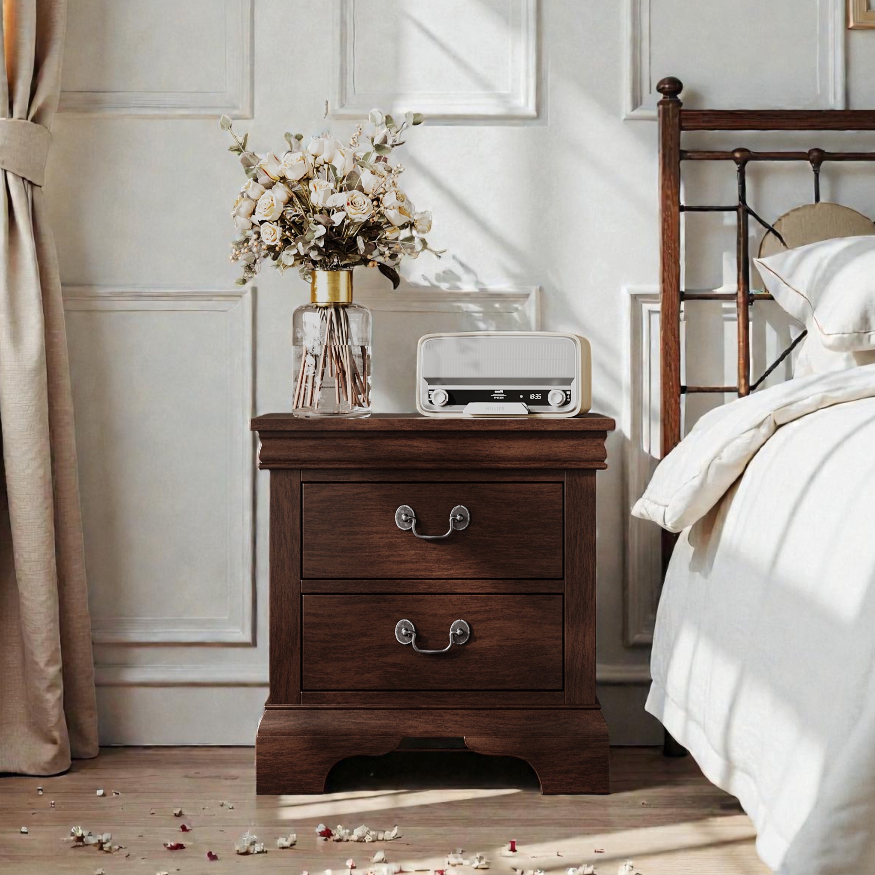 Classic Wooden Nightstand - Cherry