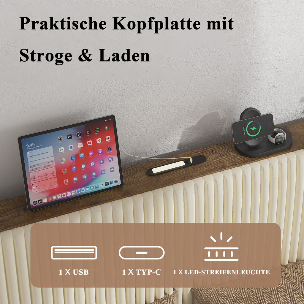 Full Size Platform Bed with Charging Station