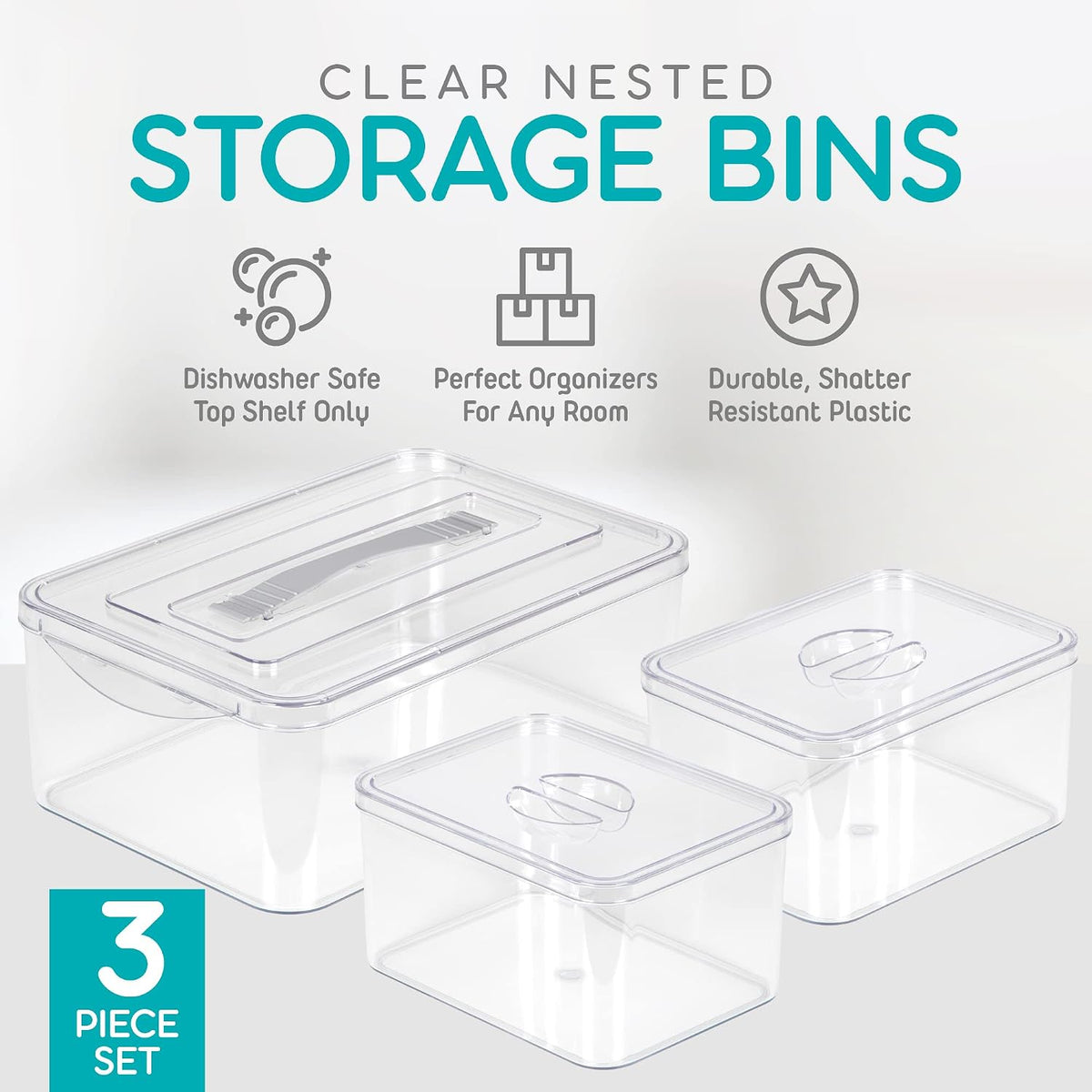 Clear Organizer Bins with Lids – Stackable Storage Containers for Home Organization