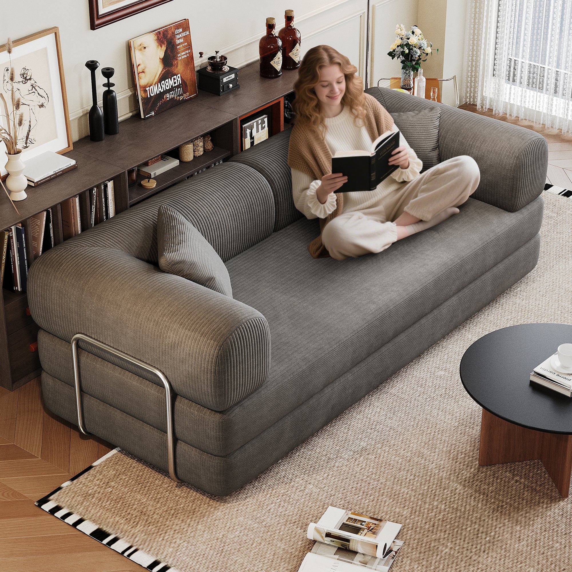 78.8" Compression Sofa Bed with Pillow Back Support