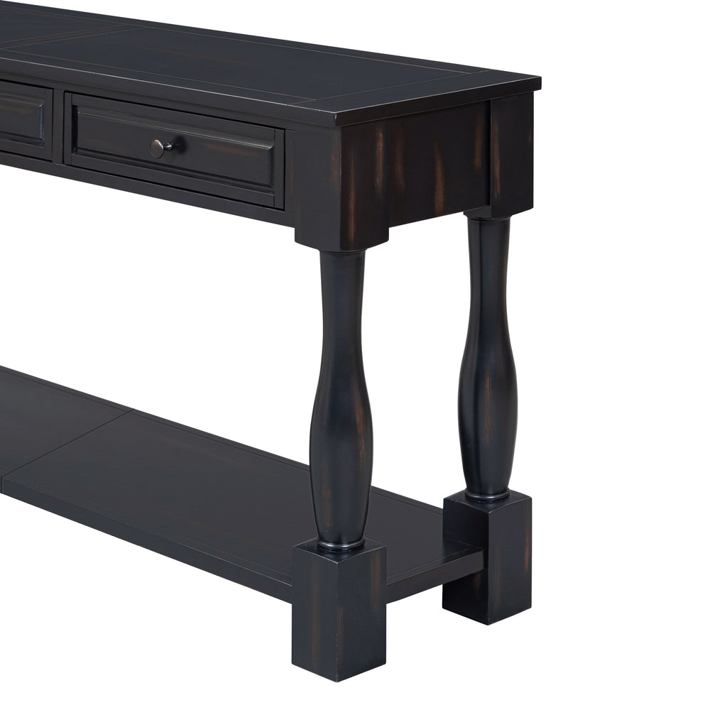 TREXM Console Table - 63" Long with Drawers & Shelf