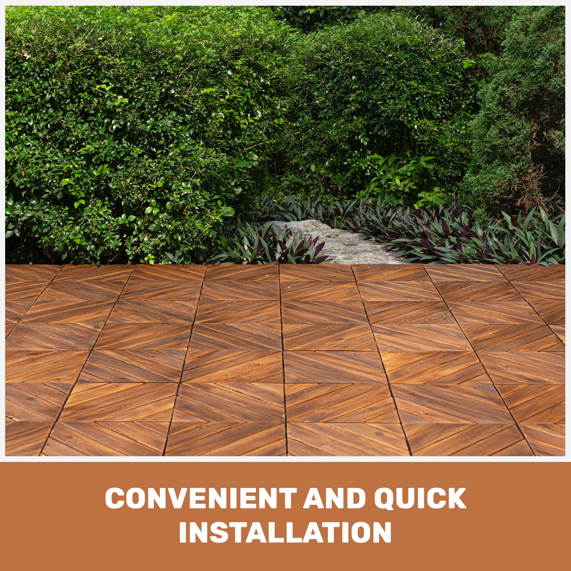 27 PCS Interlocking Acacia Wood Deck Tiles