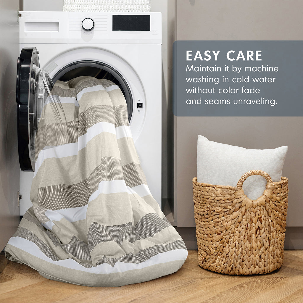 3-Piece King/Cal King Stripe Textured Print Comforter Set