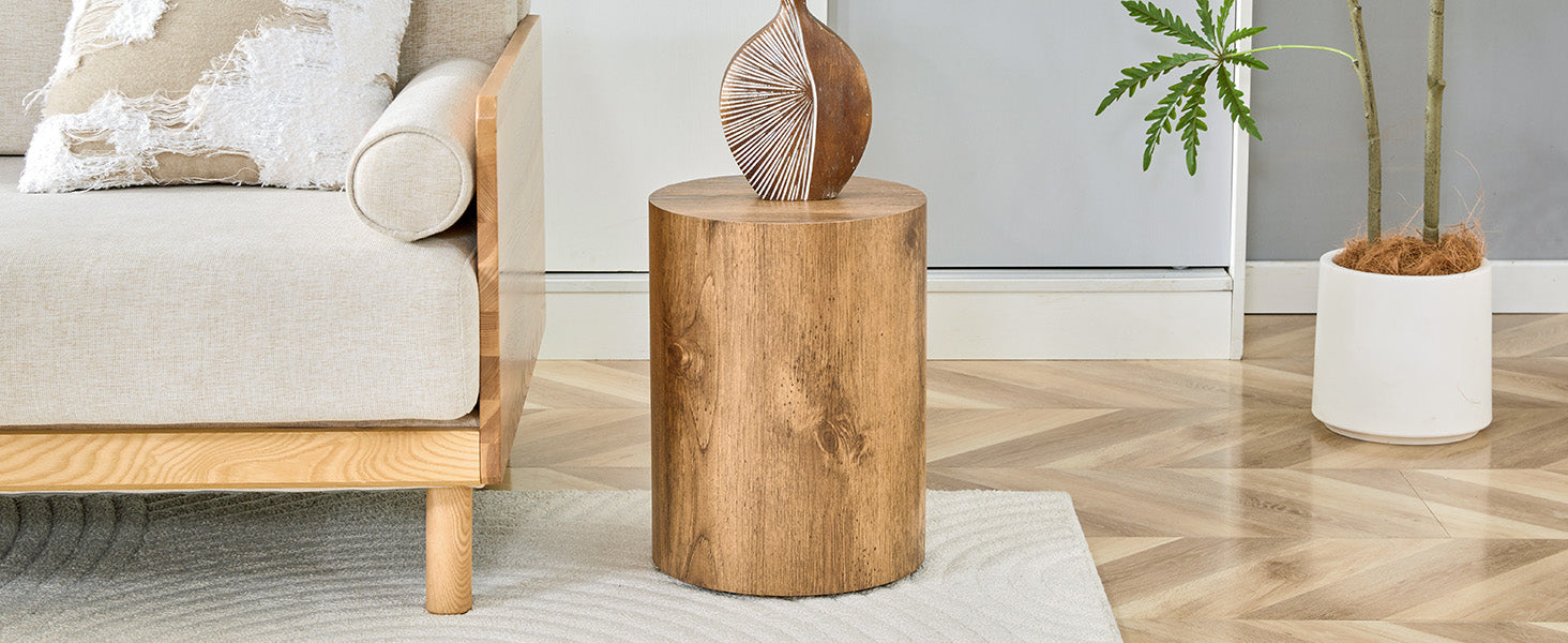 Simple Wood Grain Cylindrical Coffee Table