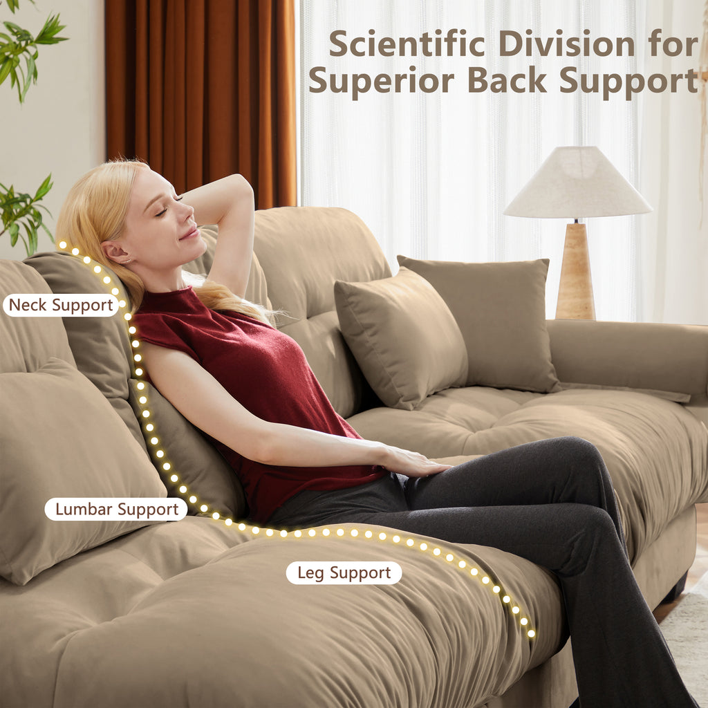 Large Size Modern Two-Seater Sofa with Bolstered Armrests