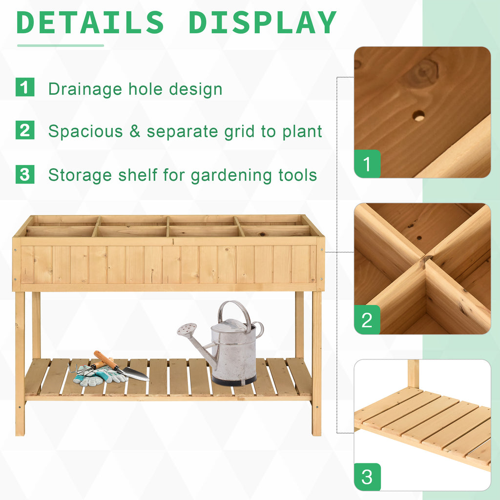 Outsunny 43x18x30in Raised Garden Bed with 8 Pockets and Shelf