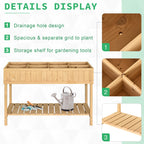 Outsunny 43x18x30in Raised Garden Bed with 8 Pockets and Shelf