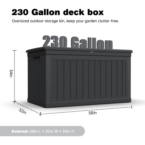 230 Gallon Large Outdoor Storage XXL Deck Box