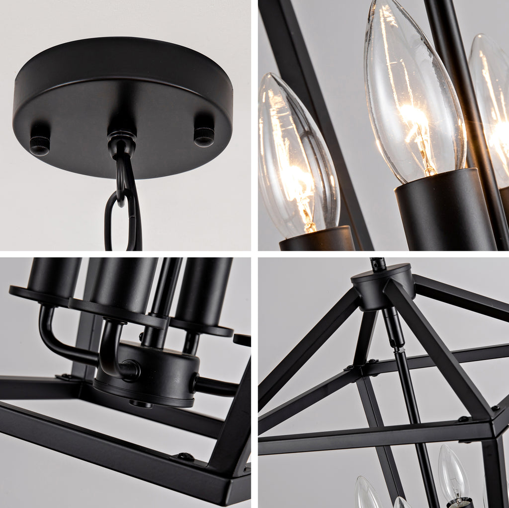 Farmhouse Lantern Chandelier 5-Light, Industrial