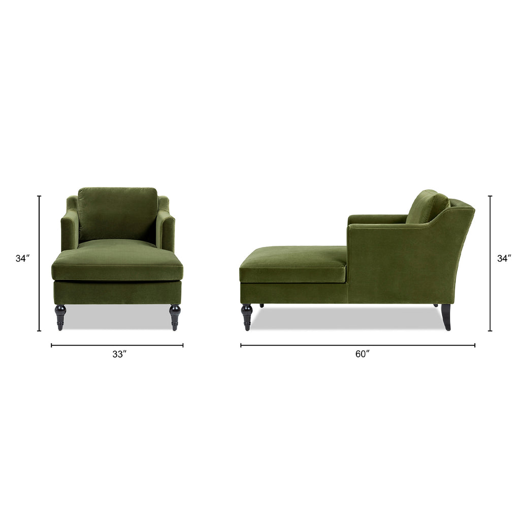 Josephine 60" Upholstered Chaise Lounge, Olive