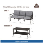 2 Piece Outdoor Patio Set, 70” All-Weather Metal 3-Seat Sofa