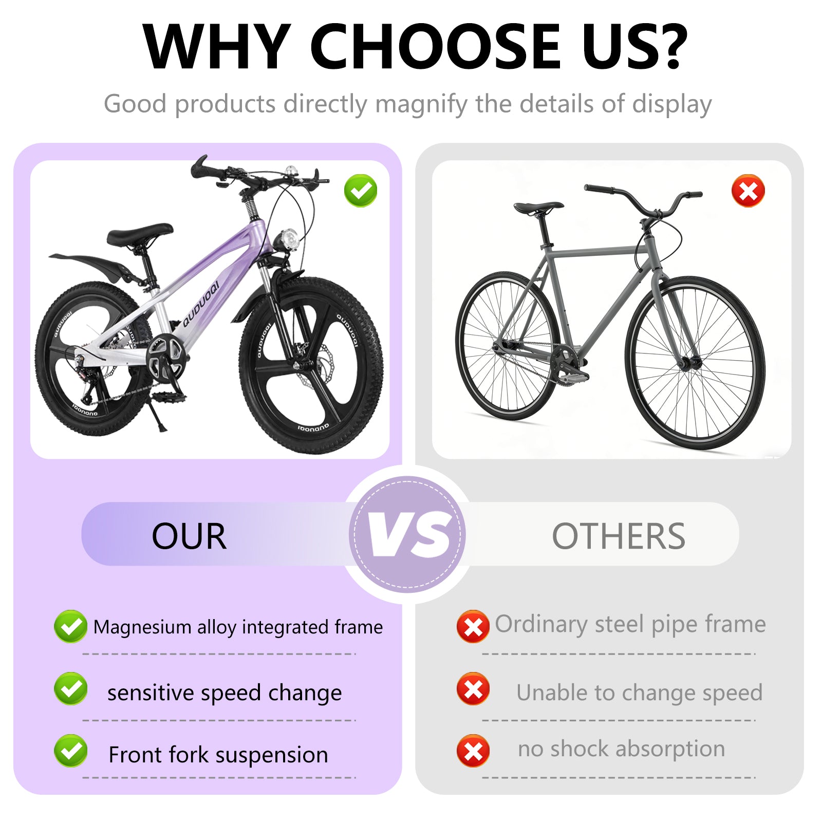FKZNPJ 20 Inch Kids Mountain Bike, 7-Speed Youth Bicycle