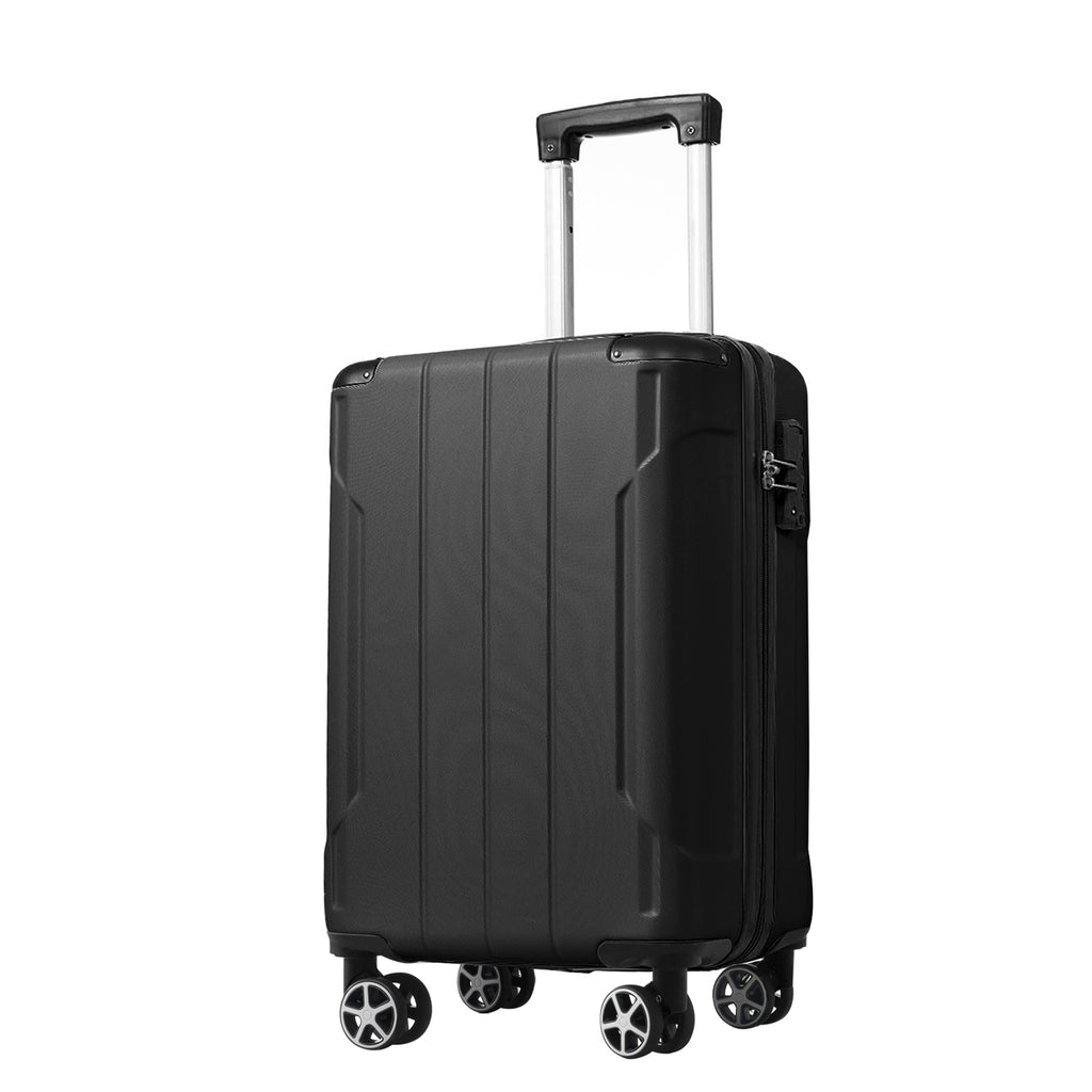 3-Piece Expandable Hard Shell Luggage Set with TSA Lock, Black
