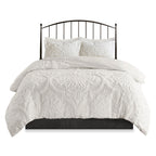 3 Piece Tufted Cotton Chenille Damask Comforter Set