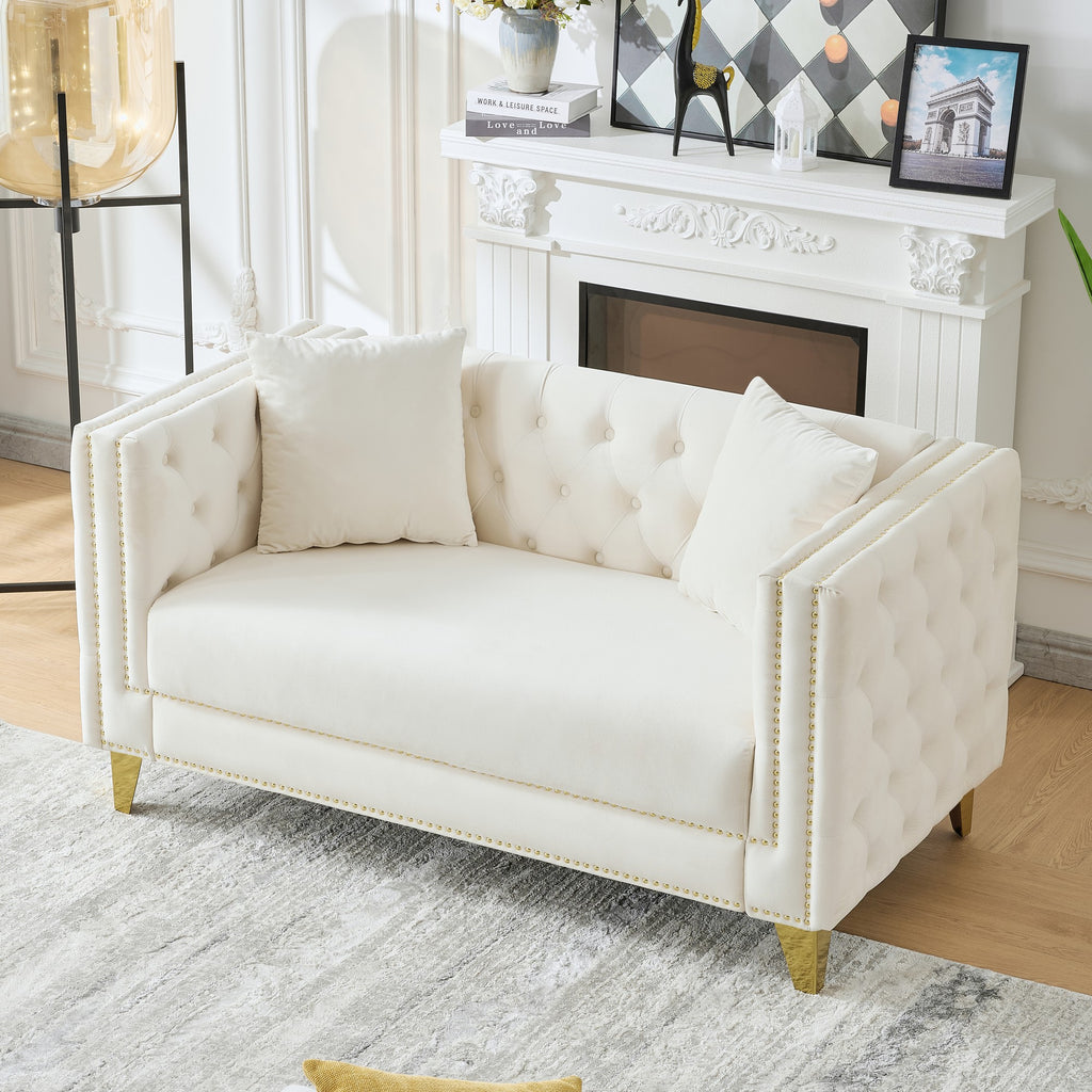 58" Chesterfield Velvet Sofa - Elegant 2 Seater Couch