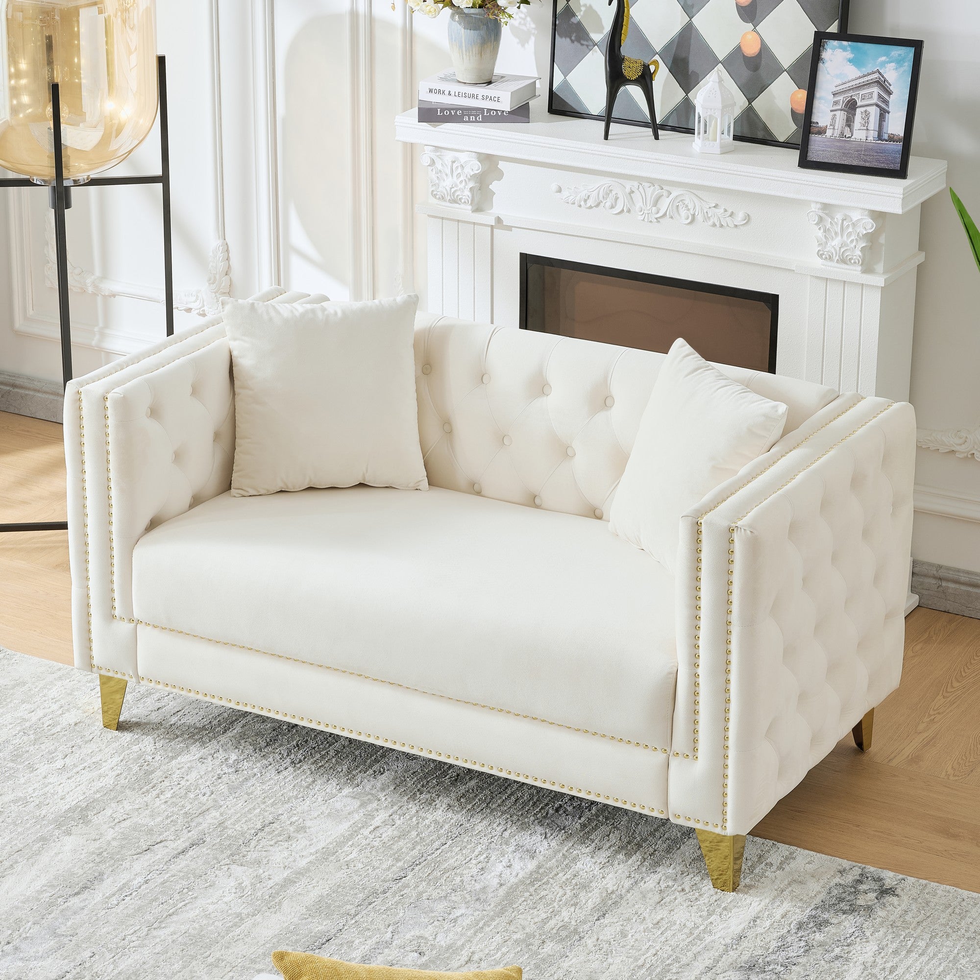 58" Chesterfield Velvet Sofa - Elegant 2 Seater Couch