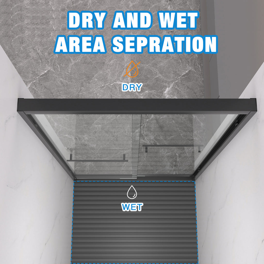 Aluminum Frame Double Sliding Shower Door 44-48"x72"