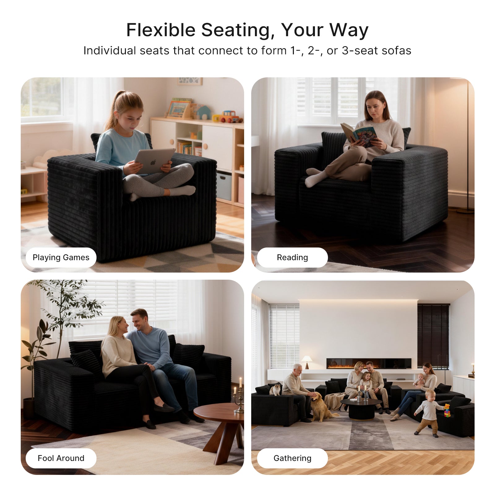 Small Boneless Sofa Chair, No Assembly Couch in a Box