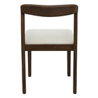 Solid Rubber Wood Dining Chairs (Walnut + Beige) - Set of 2