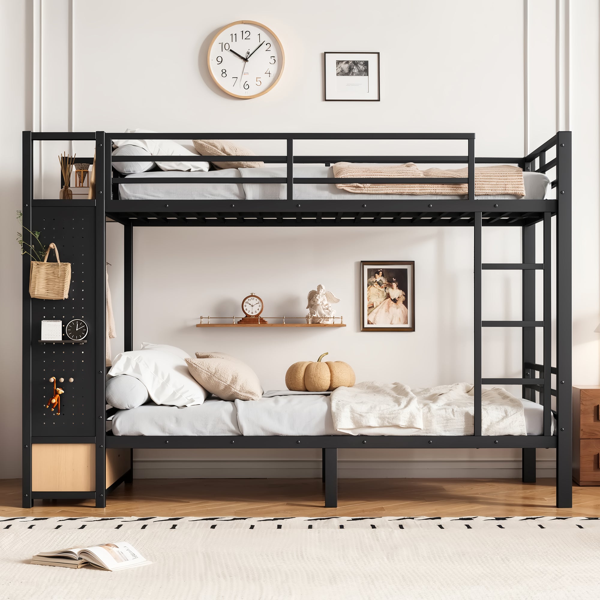 Twin XL Over Twin XL Size Metal Bunk Bed for Teens
