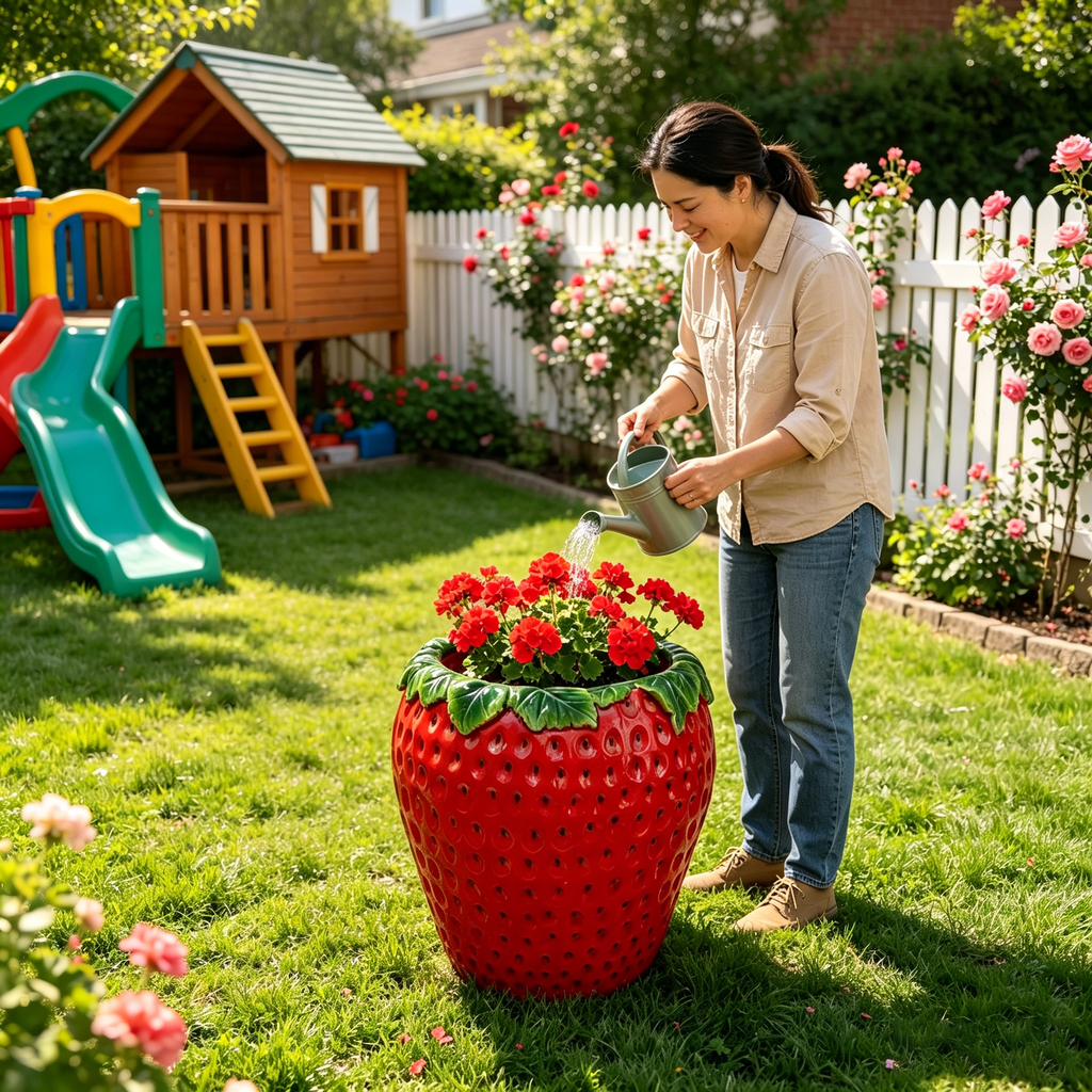 15-Inch Tall Strawberry Shaped Planter Pot