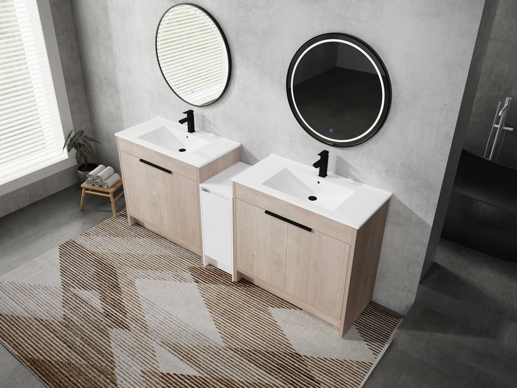 84 Inch Freestanding Bathroom Vanity with Ceramic Sink