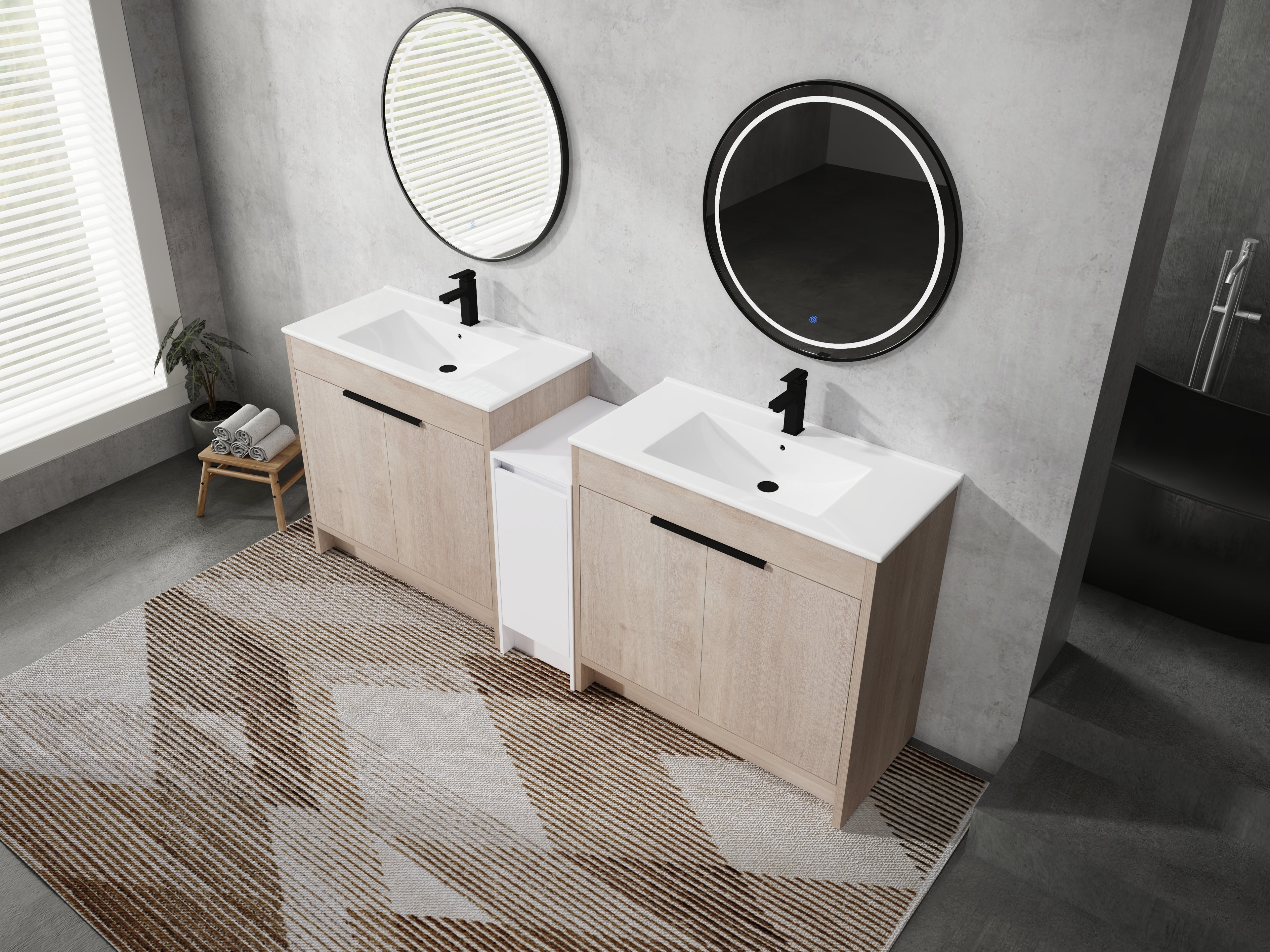 84 Inch Freestanding Bathroom Vanity with Ceramic Sink