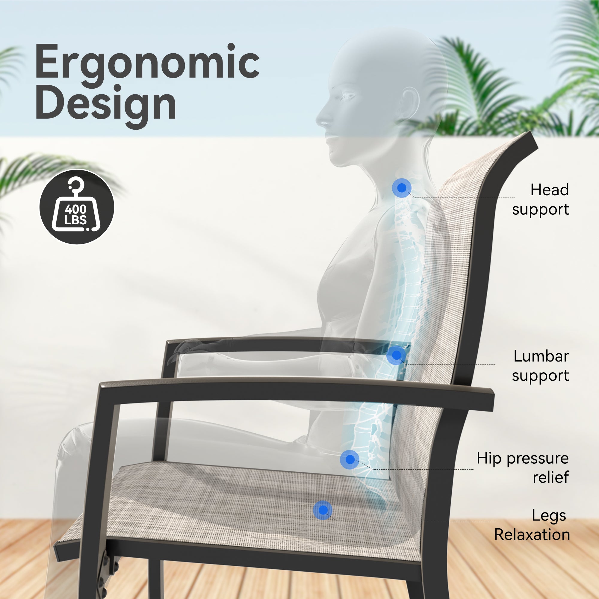 VRSHWO Garden Patio Chairs Set of 2