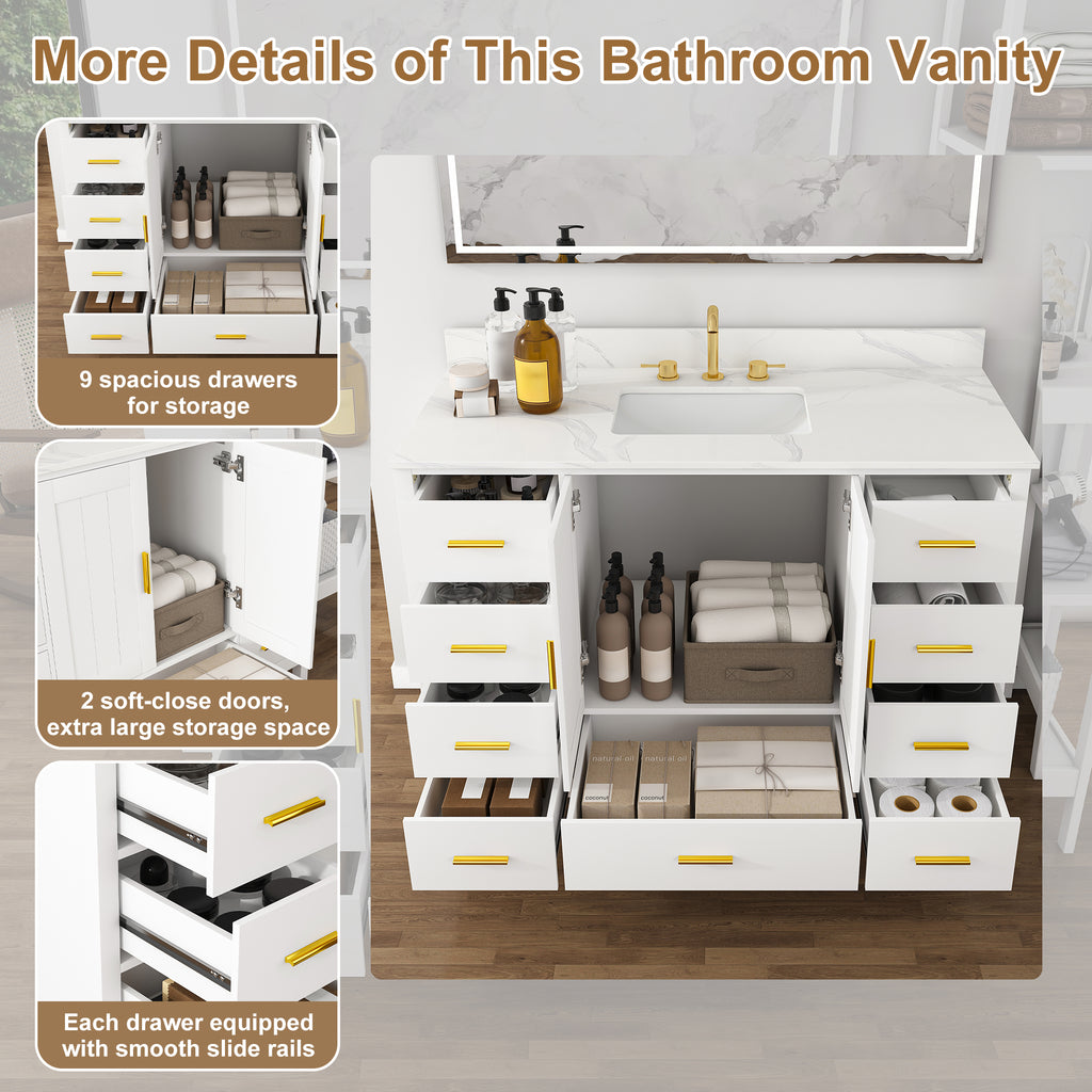 48" Modern Solid Wood Bathroom Vanity with Sink