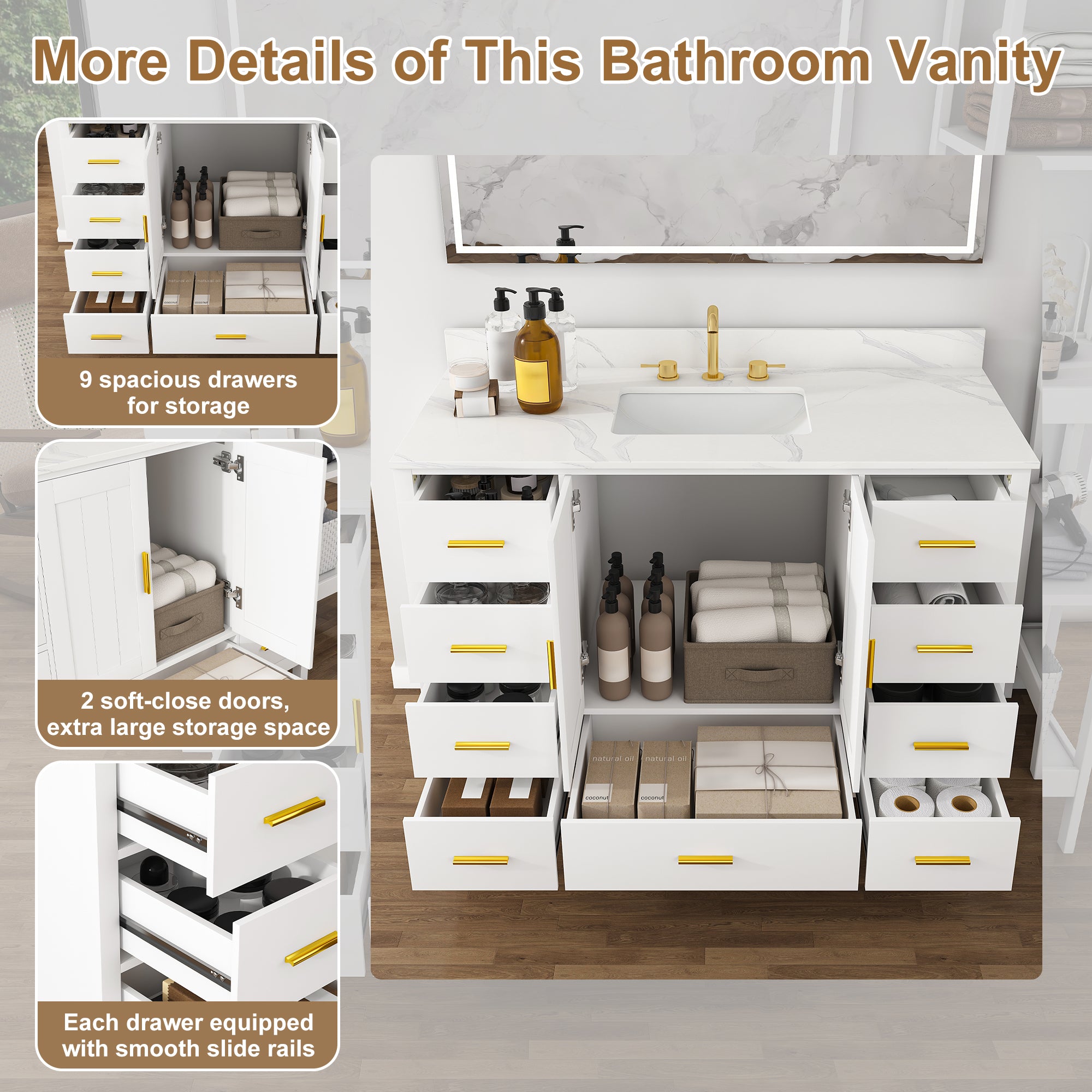 48" Modern Solid Wood Bathroom Vanity with Sink