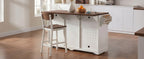K&K 72" Farmhouse Kitchen Island with Fridge Storage