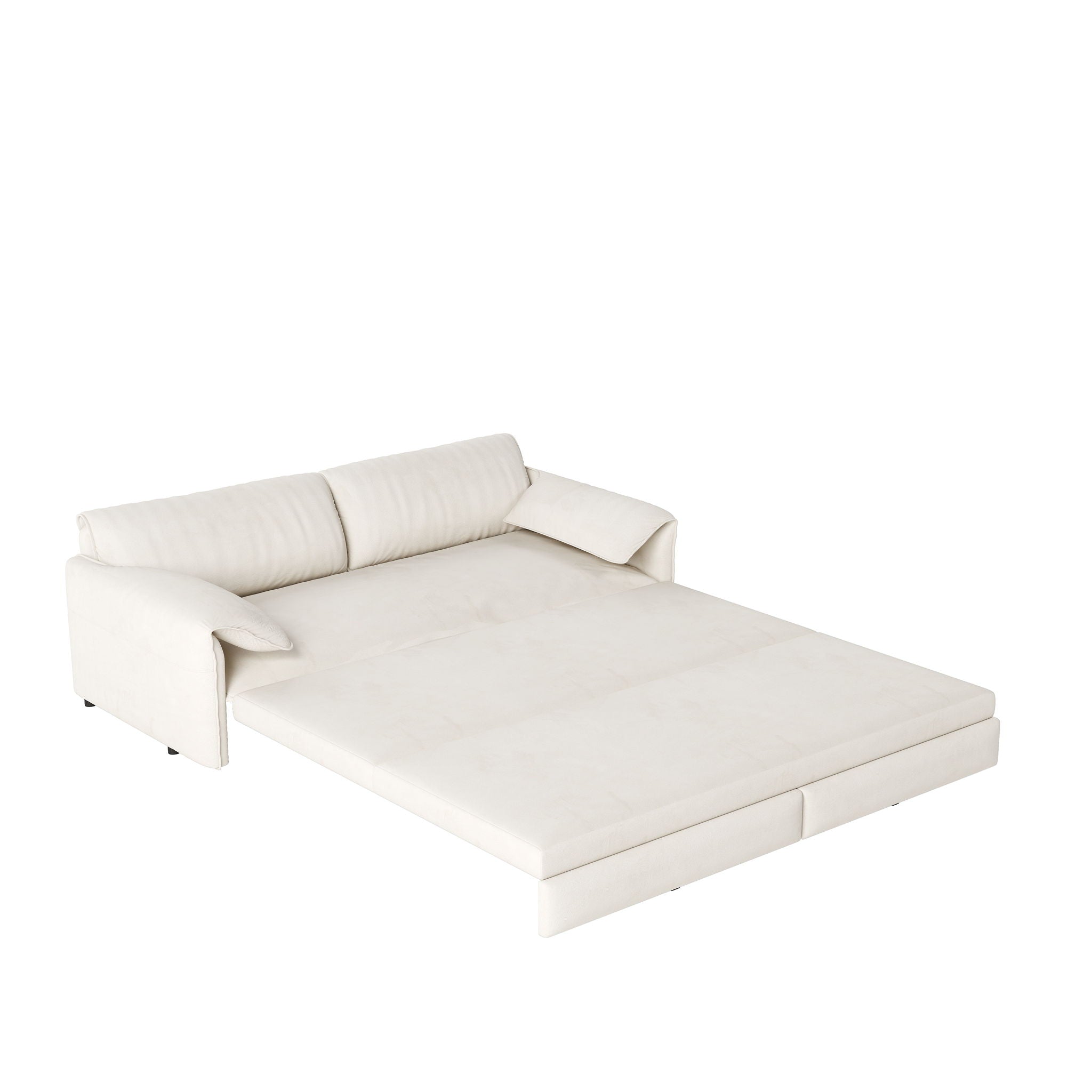 Queen Pull Out Sofa Bed, 3-in-1 Convertible Sleeper Sofa with Side Storage