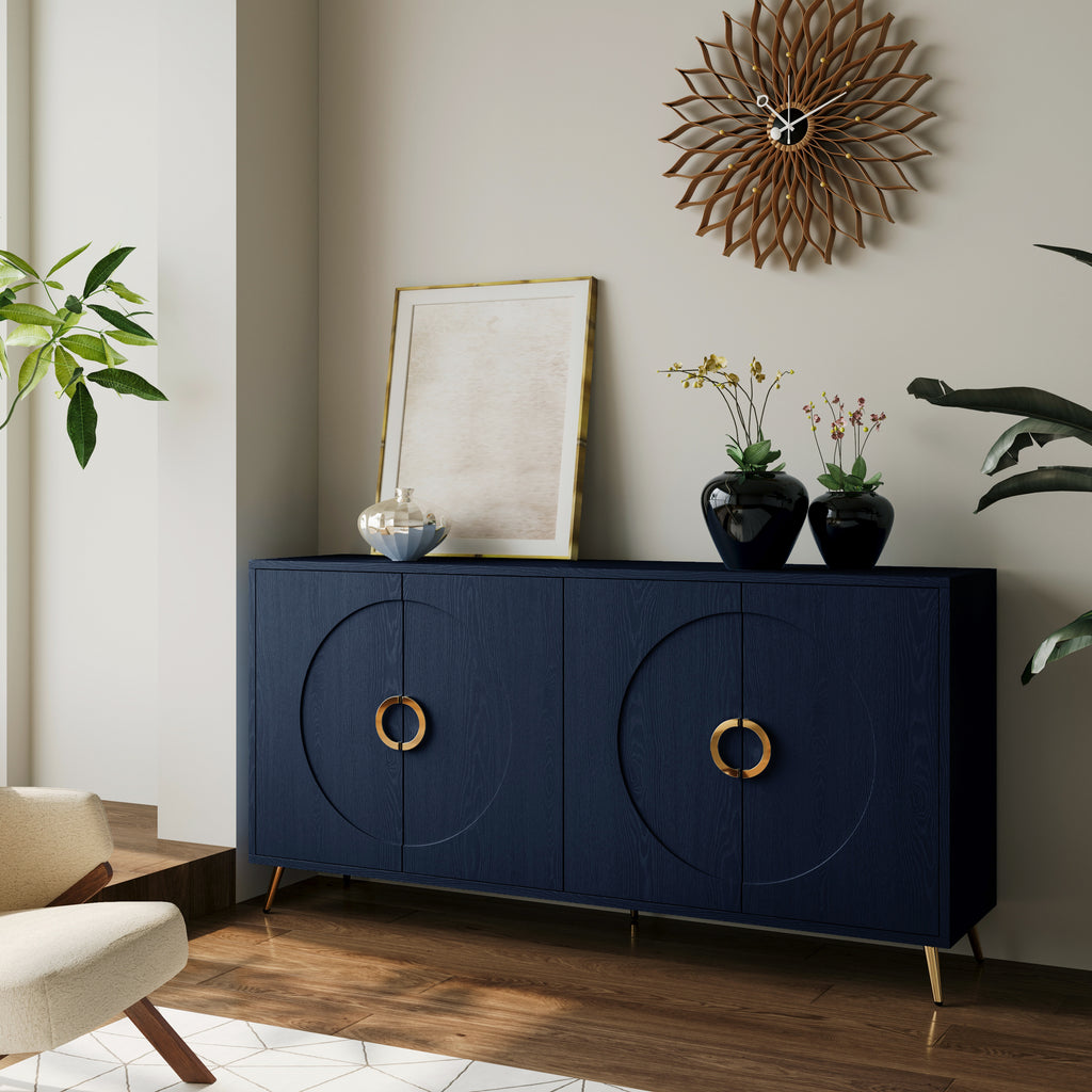 Modern Lacquered 4 Door Wooden Cabinet Sideboard