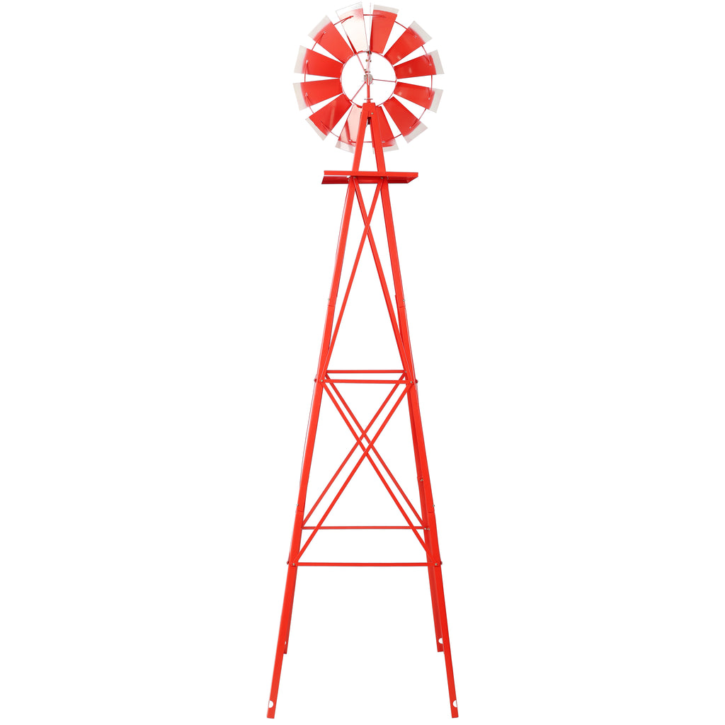8FT Decorative Garden Windmill, Heavy Duty Metal Yard Ornament with 4 Leg Frame