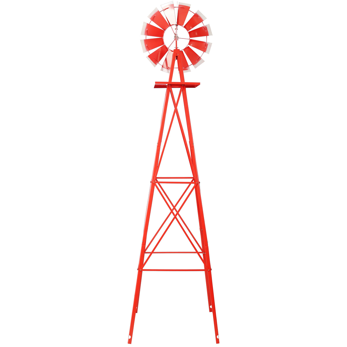 8FT Decorative Garden Windmill, Heavy Duty Metal Yard Ornament with 4 Leg Frame