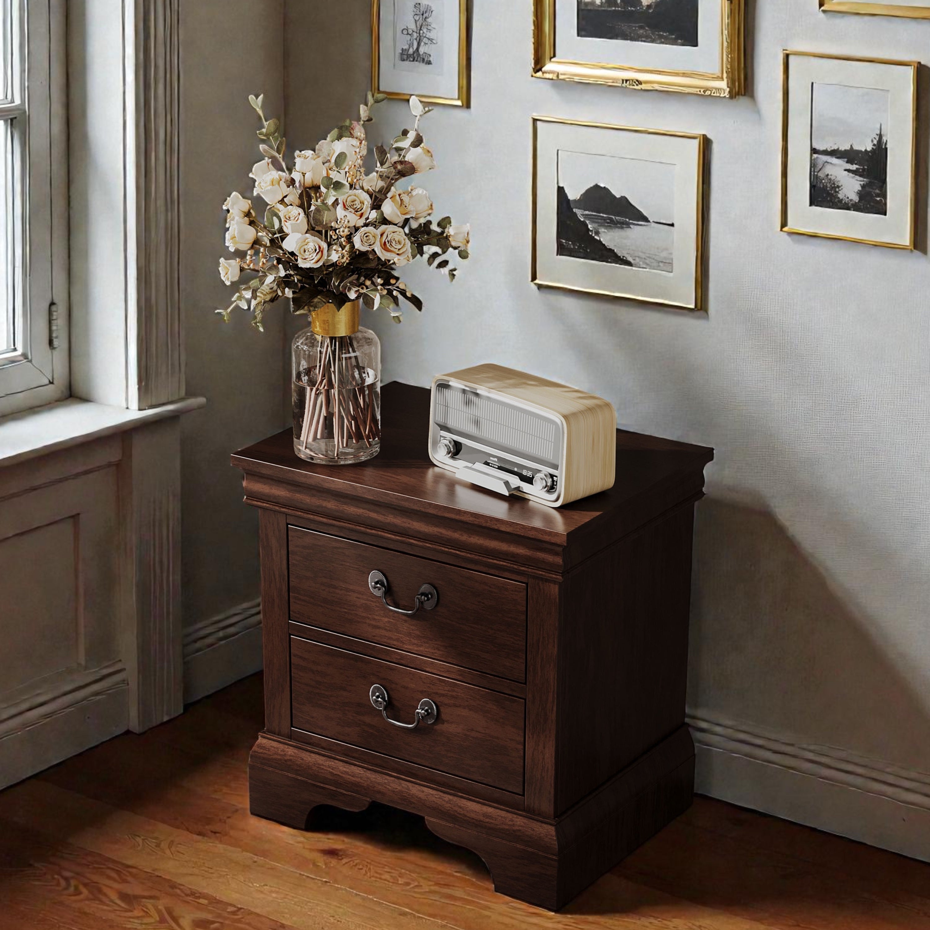 Classic Wooden Nightstand - Cherry