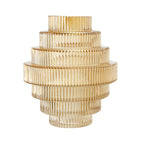 D5.9x6.7" Tiered Geometric Amber Luster Clear Vase, Set of 2