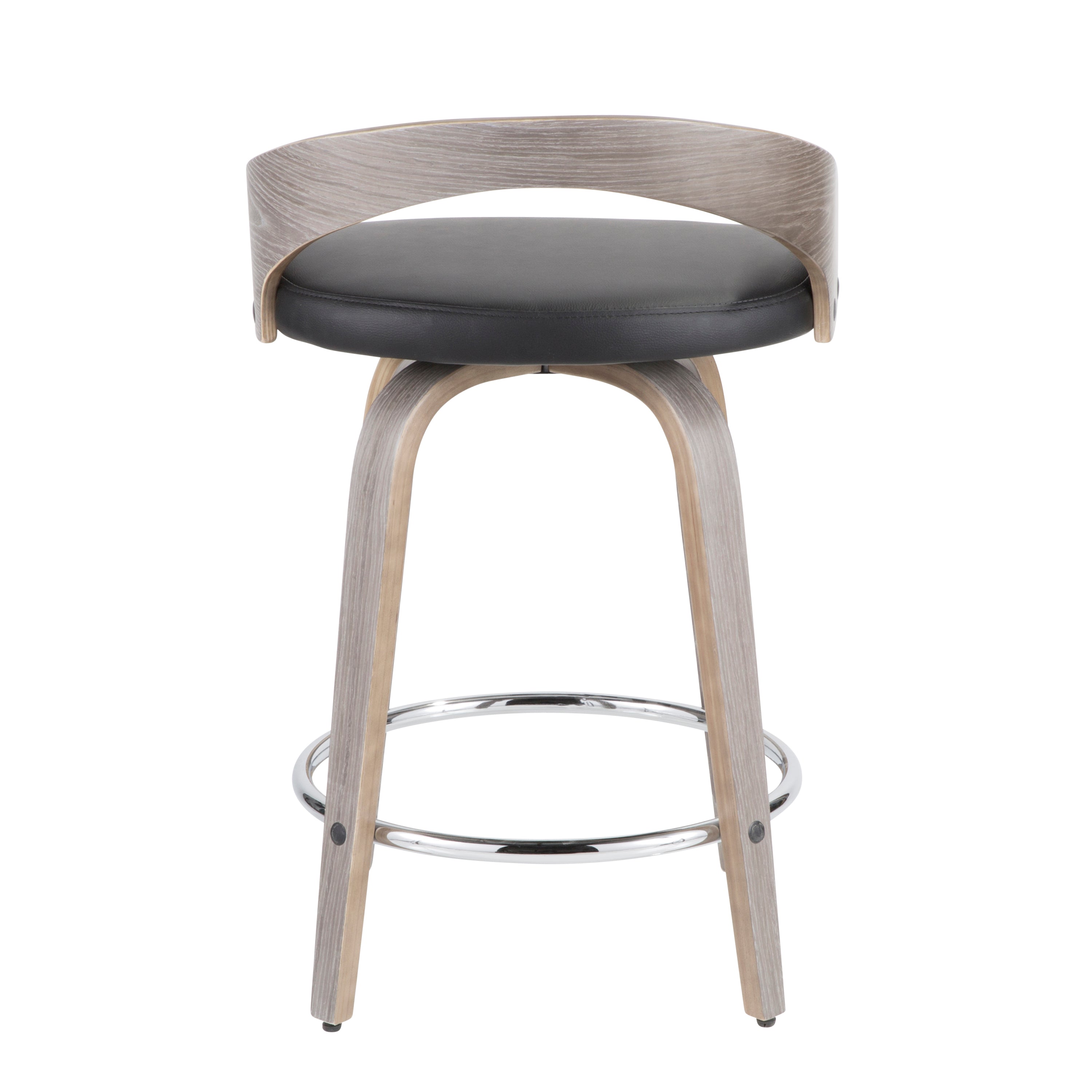 25" Mid-Century Modern Fixed Height Counter Stool with Swivel in Light