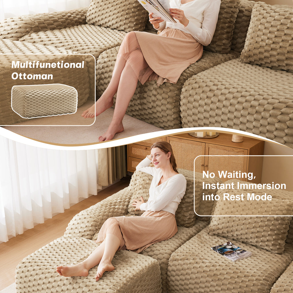 146" Modern U-Shaped Modular Sectional Sofa