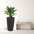 Set of 2 Faux Rattan Tall Planters