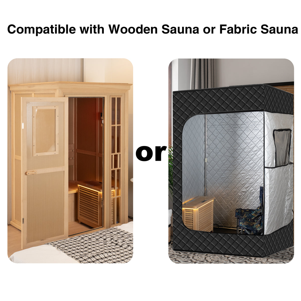 1500W Far-Infrared Sauna Heater with Graphene System, Touch and WiFi Control, Natural Hemlock